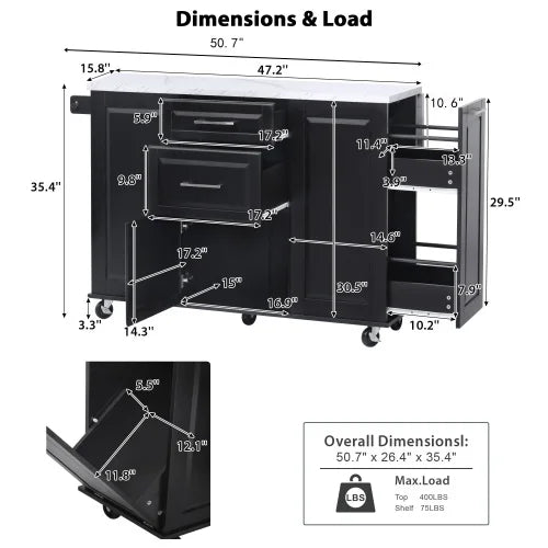 Kitchen Island With Storage Tilt Bin Cabinet And Pull Out Cabinet