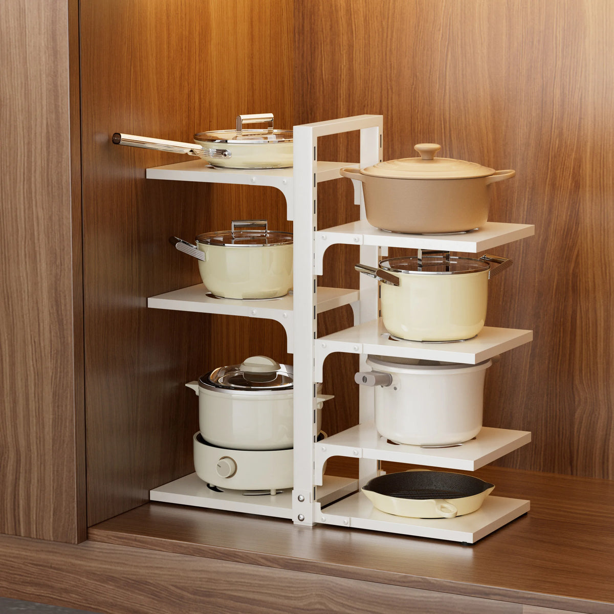 Adjustable Stainless Steel Kitchen Storage Rack Organizer for Pots and Pans