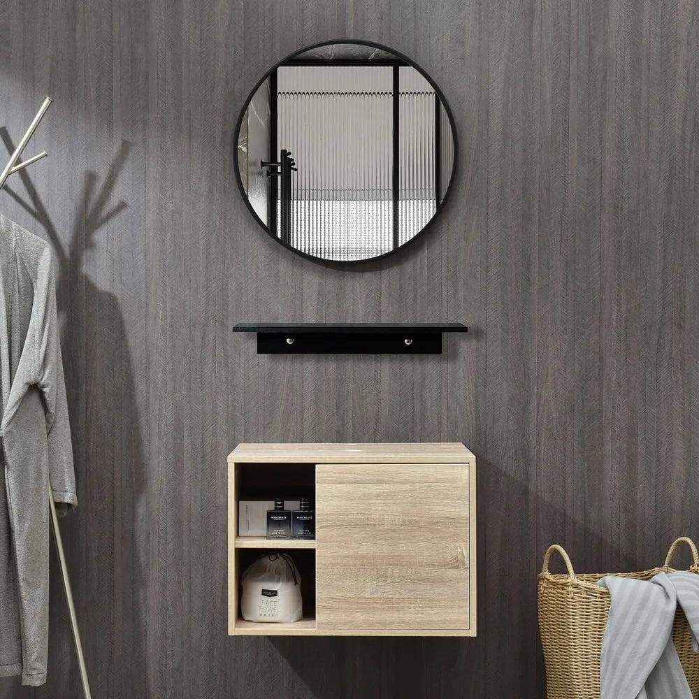 Bathroom Vanity With Mirror Vessel Sink Floating Storage Cabinet
