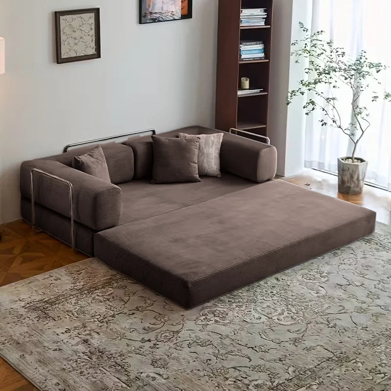 Velvet Folding Sofa Bed With Memory Foam For Small Spaces