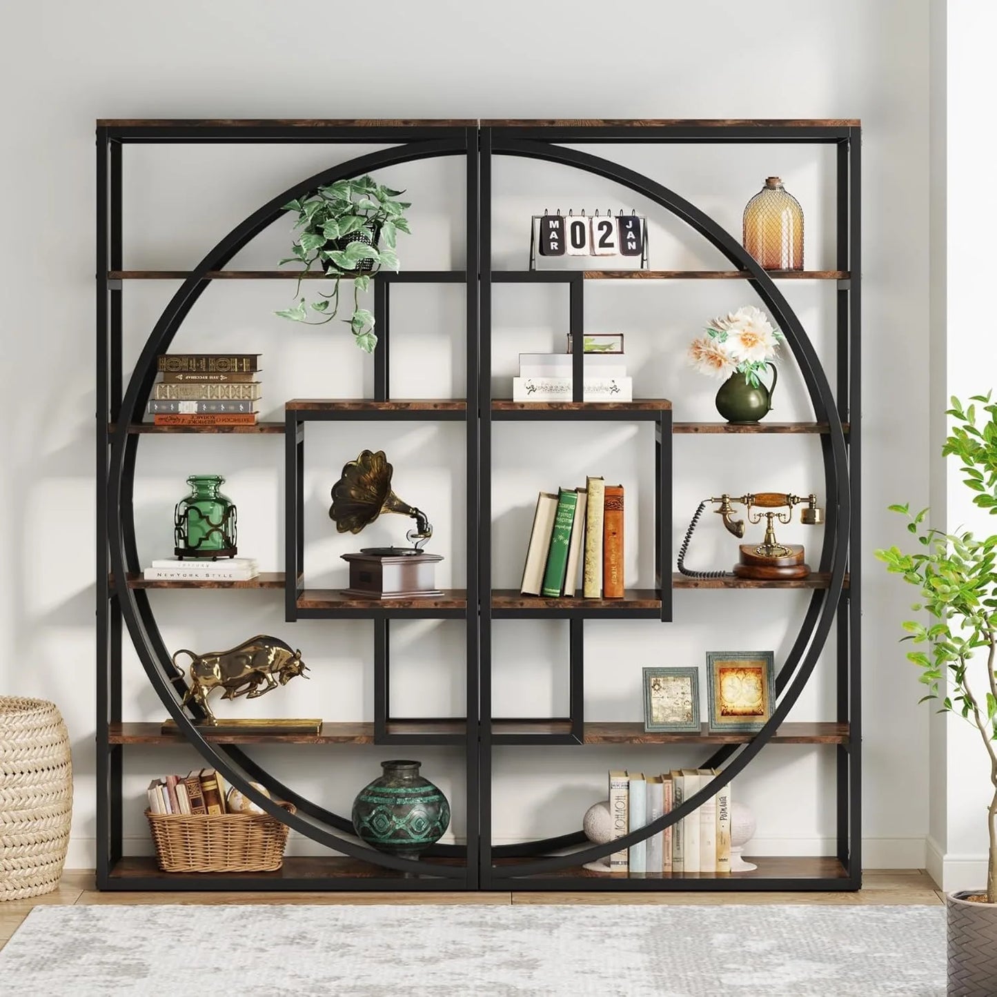 Little Tree Industrial 5-Tier Etagere Bookcase Shelving Unit