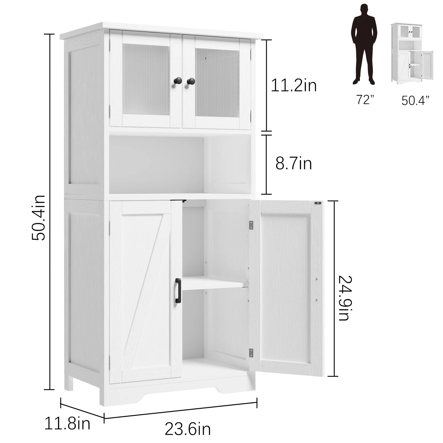 HobbyLane Free Standing Kitchen Pantry Cabinet With Doors