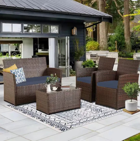 Patio Furniture Set With Cushions Chairs Sofa Tea Table