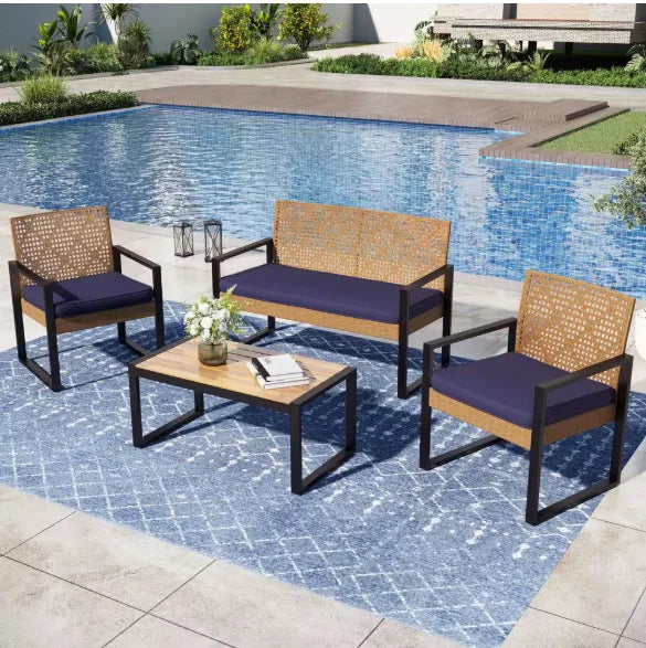 Patio Furniture Set With Cushions Chairs Sofa Tea Table