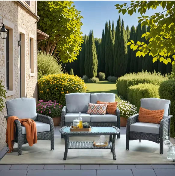Patio Furniture Set With Cushions Chairs Sofa Tea Table