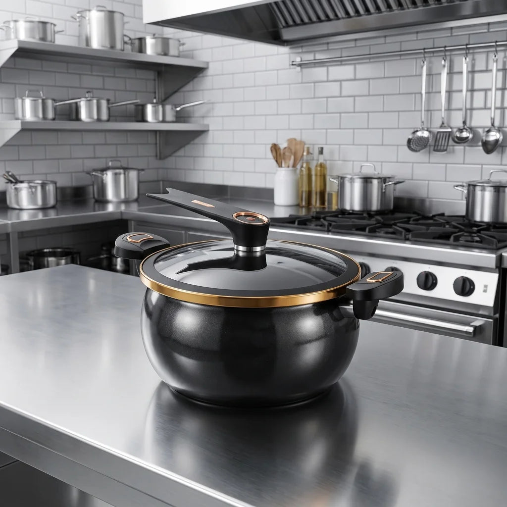Nonstick Micro Pressure Pot With Glass Lid For Stewing and Boiling
