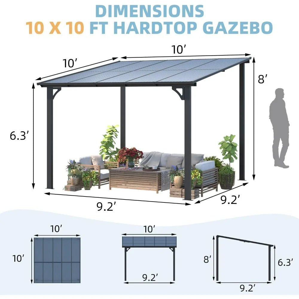 Outdoor Wall Mounted Gazebo Pergola For Patio Deck Porch