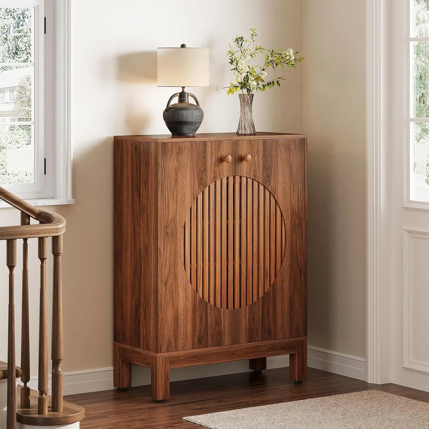 Little Tree 5 Tier Shoe Cabinet With Adjustable Shelves Farmhouse
