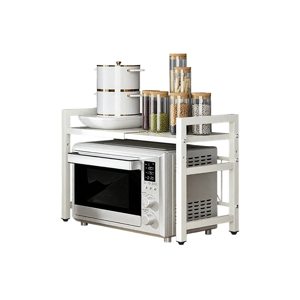 Expandable Microwave Shelf Organizer Rust Resistant Kitchen Storage Rack