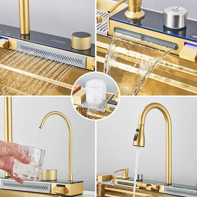 Rozin 304 Stainless Steel Kitchen Sink With Digital Display Faucet