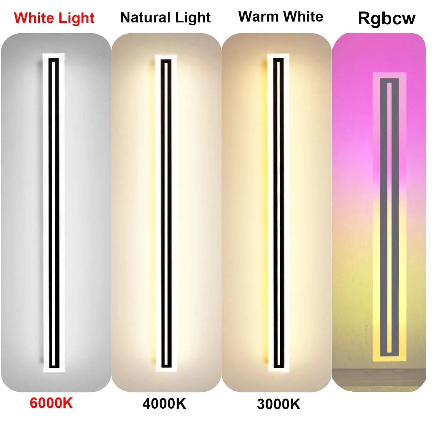 Outdoor Long Strip Modern LED Wall Sconce Fixture IP67 Frosted Acrylic