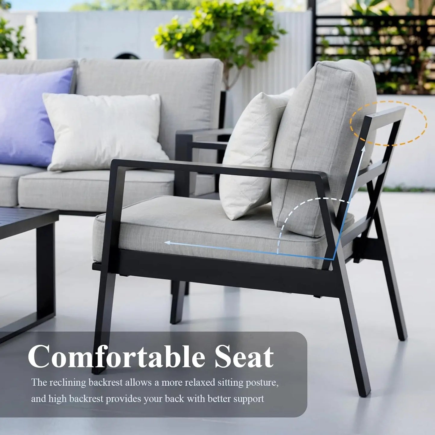 Aluminum Outdoor Patio Furniture Set Sectional Conversation Table