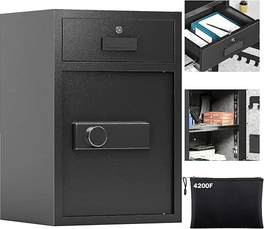 Fireproof Waterproof Safe Box With Drawer And Three Unlock Methods