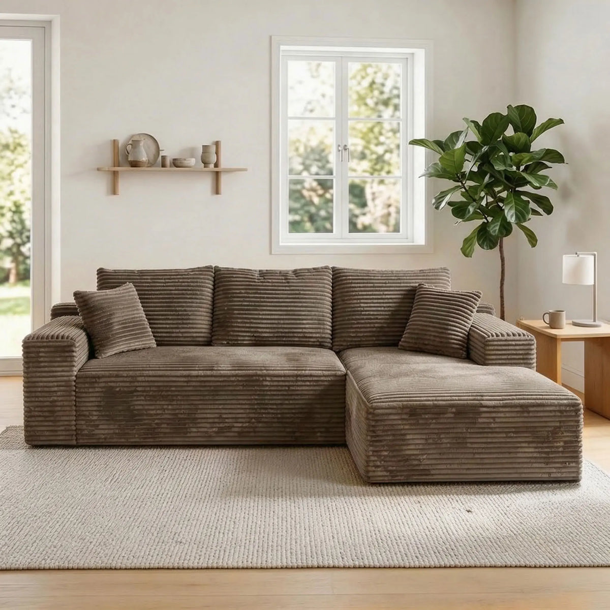 L Shaped Chenille Cloud Sofa Modular Sectional With Chaise Lounge