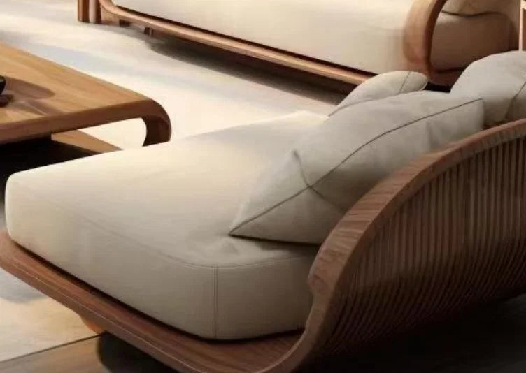 Minimalist Wooden Sofa With Modern Three Seater Design