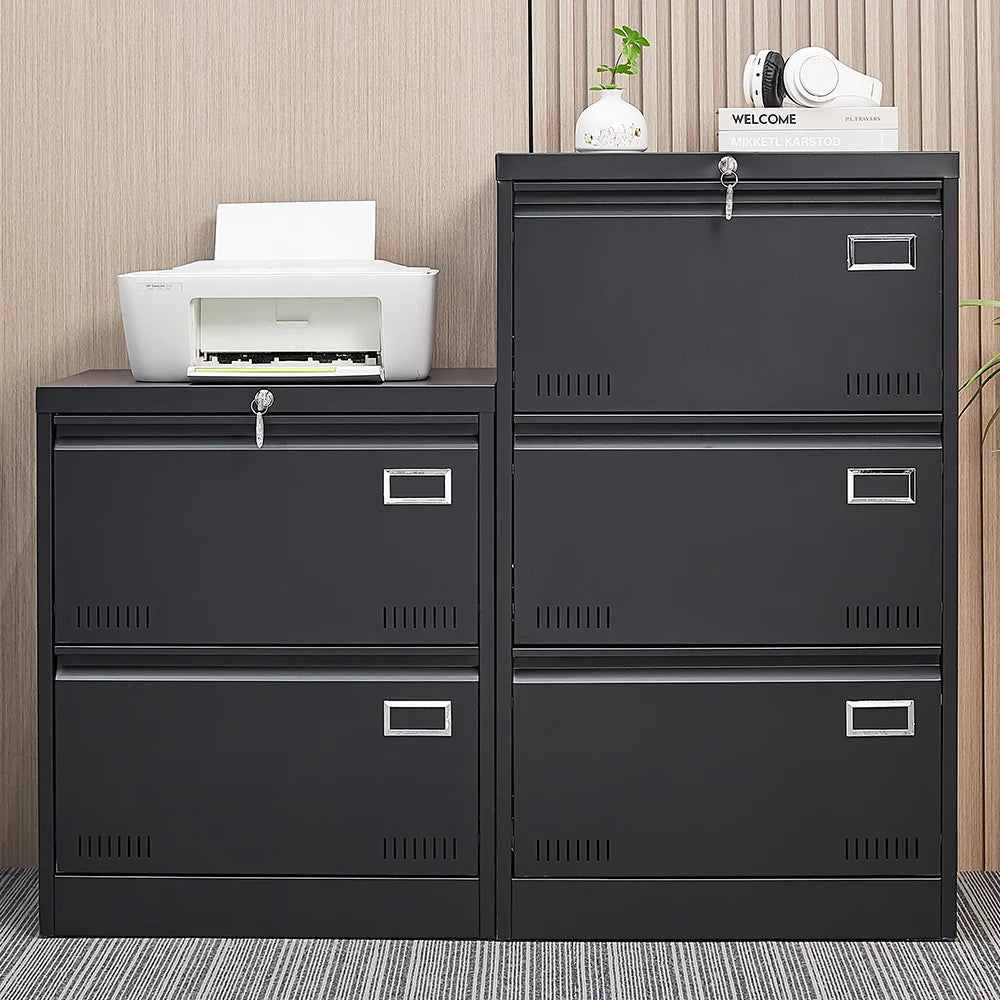 Locking Metal Lateral File Cabinet For Office Use