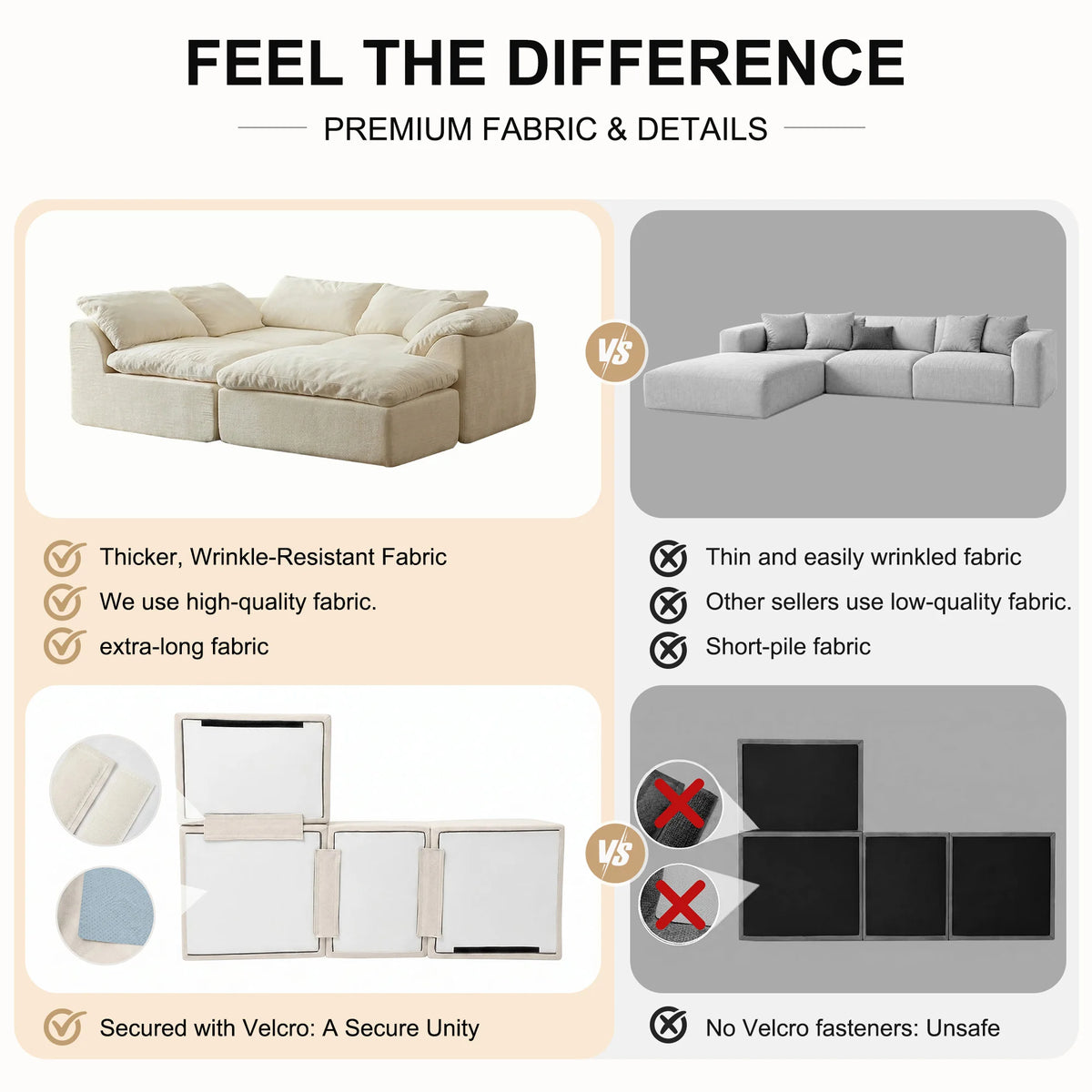 Yeflixvrau Modern Modular Sectional Sofa Cloud Couch Deep Seat Sofa