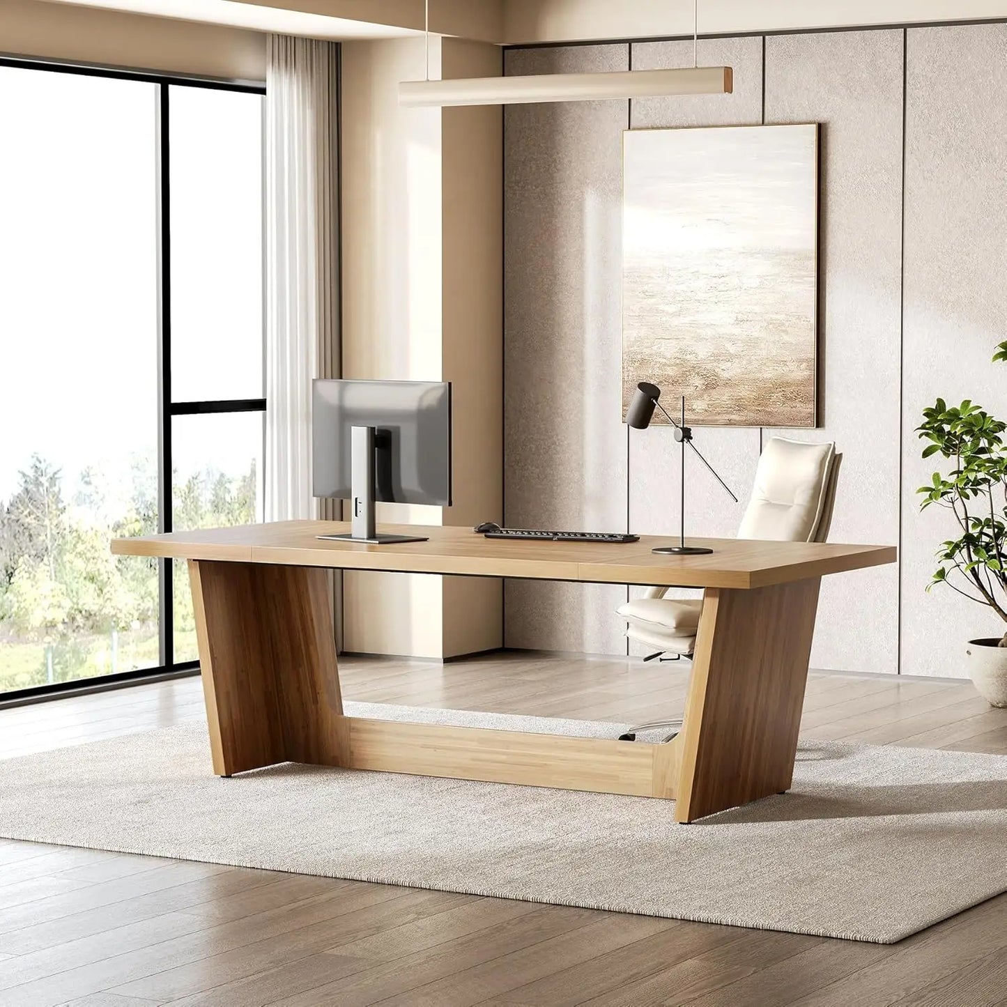 Little Tree Executive Desk Industrial Computer Desk for Home Office