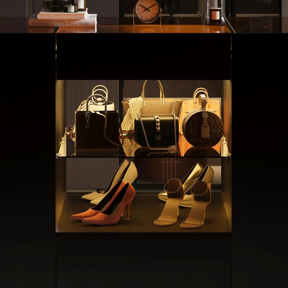 Modern Closet Island With 10 Drawers And Glass Top Armoire