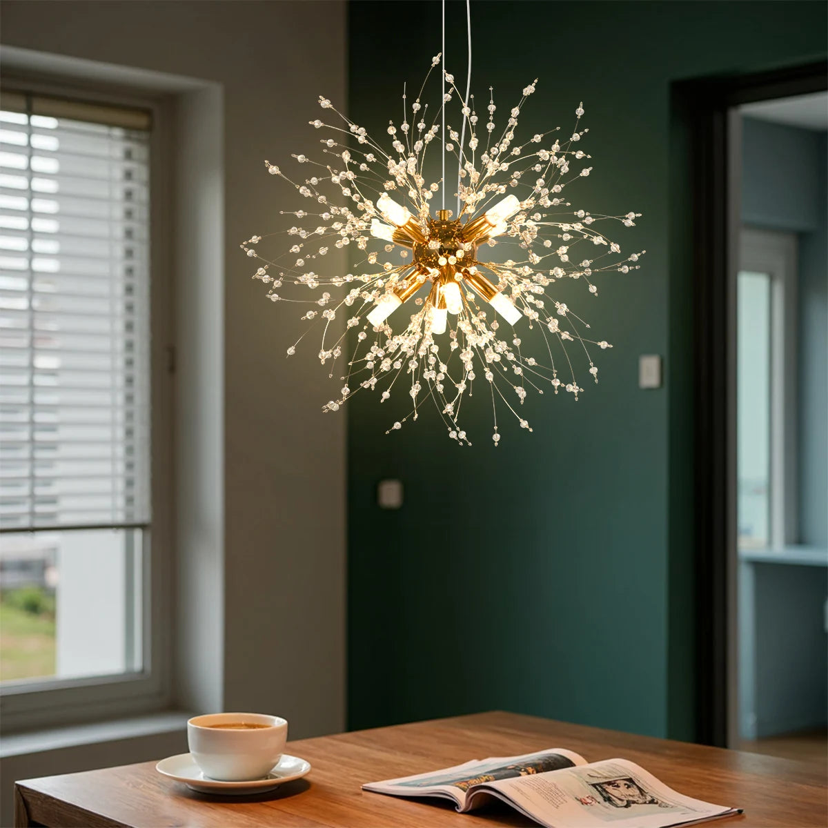 Crystal Dandelion Chandelier With G9 Bulbs For Living Room
