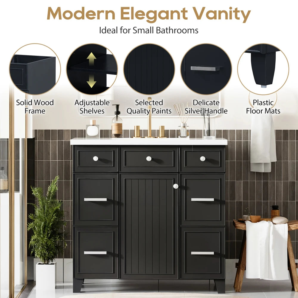 LWOH Bathroom Vanity With Sink Top And Soft Closing Doors