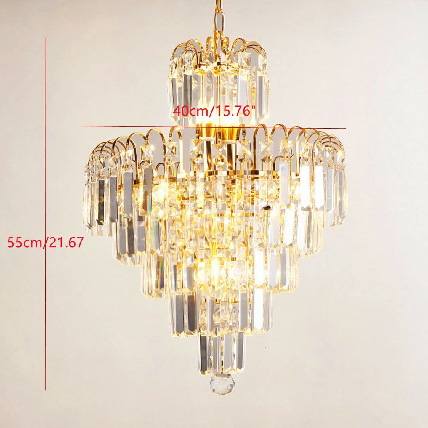 Bymaocar Luxury Crystal Chandelier Pendant Ceiling Light E14 Decor