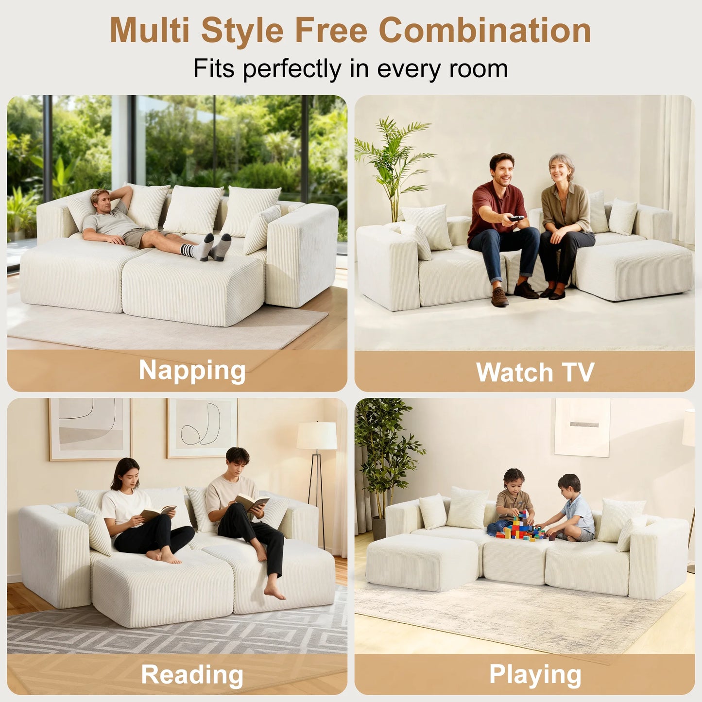 Redlife Cloud Memory Foam Sofa Boneless Deep Seat Modular Sectional